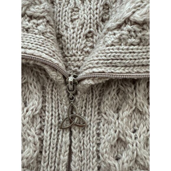 Inis Crafts long zip up cardigan, 100% Wool size M, Beige. - Picture 4 of 6